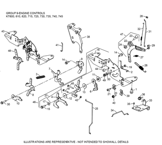 Kt735-3103 Engine Controls Diagram and Parts List for KT735-3103  Cub Cadet Lawn Tractor
